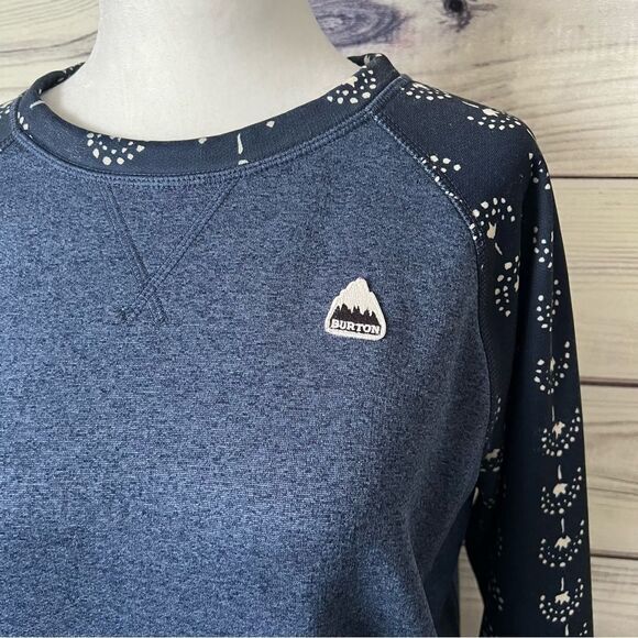 Burton Navy Blue Patterned Quartz Crewneck Fleece Sweatshirt - Picture 5 of 12
